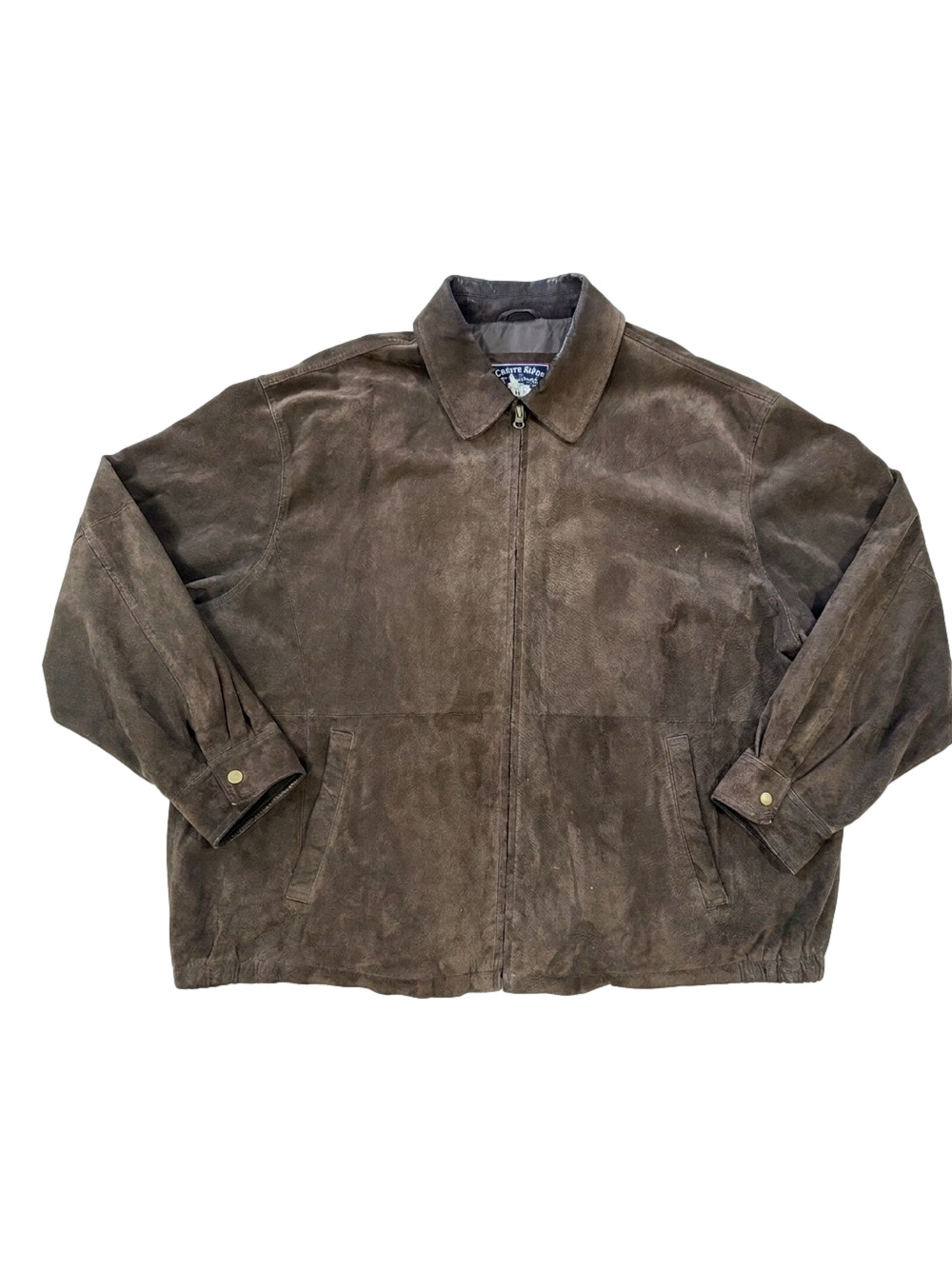 Canyon Ridge Vintage Suede Leather Jacket Brown Full Zip Relaxed Fit Coat 3X